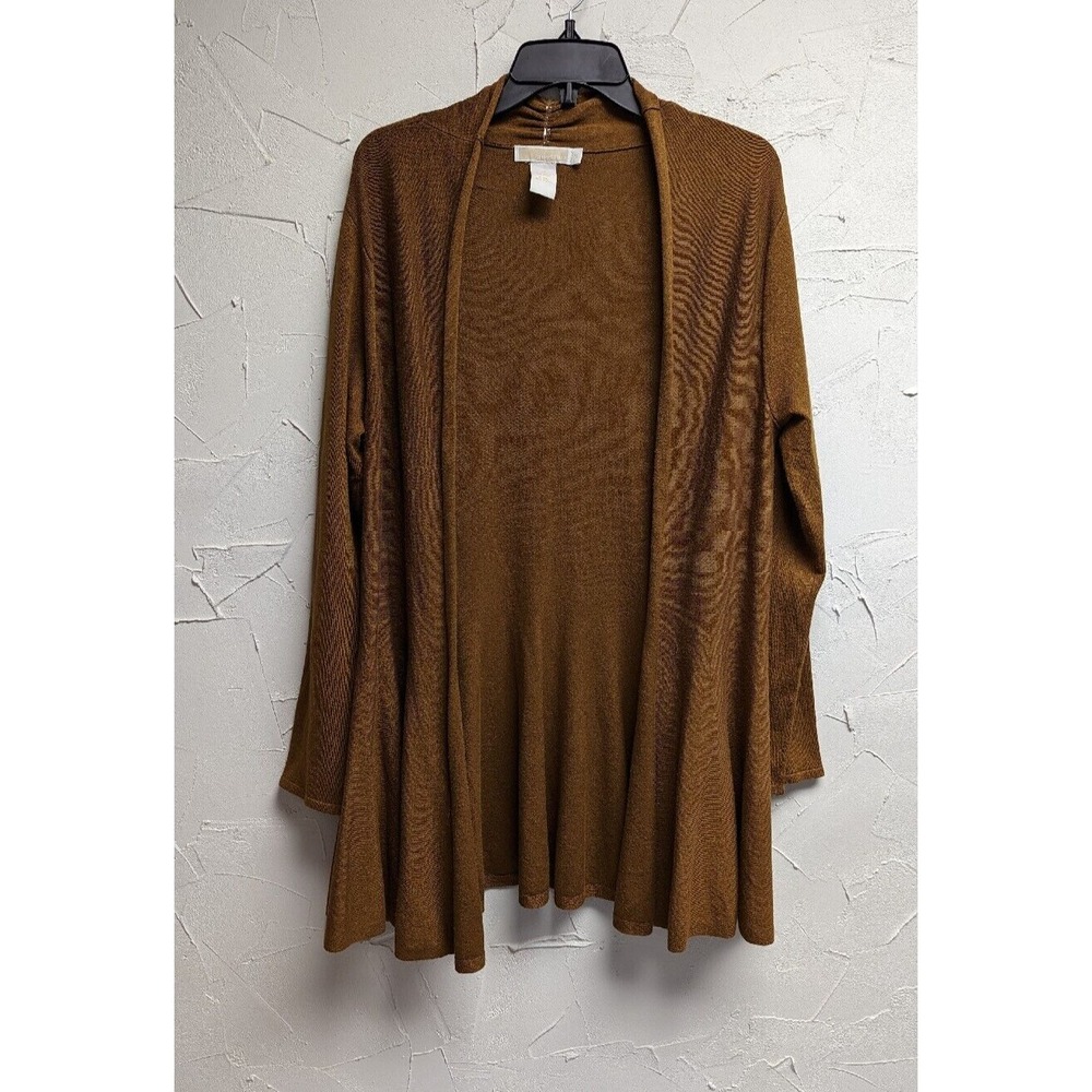 Christina Open Cardigan Womens sz M Long Sleeve Sweater Brown Rayon Blend